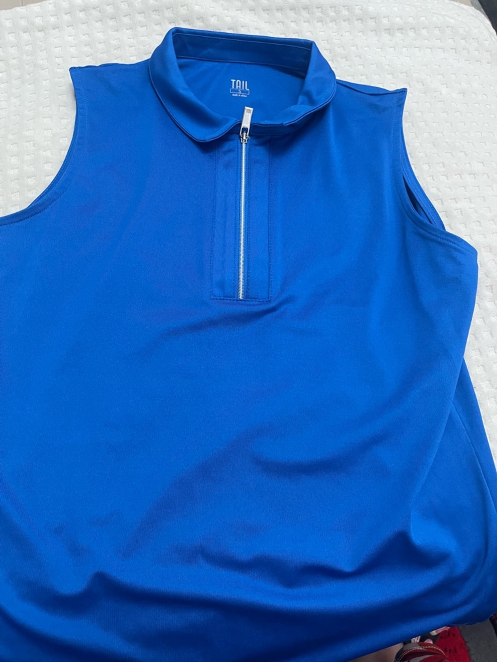 Tail Sleeveless Zip Polo in Bright Blue